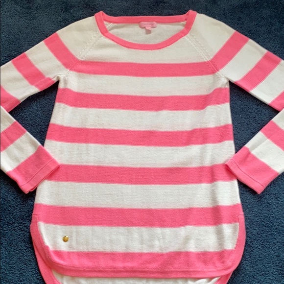 Lilly Pulitzer Sweaters - Lilly Pulitzer Pink/White Tunic Sweater L